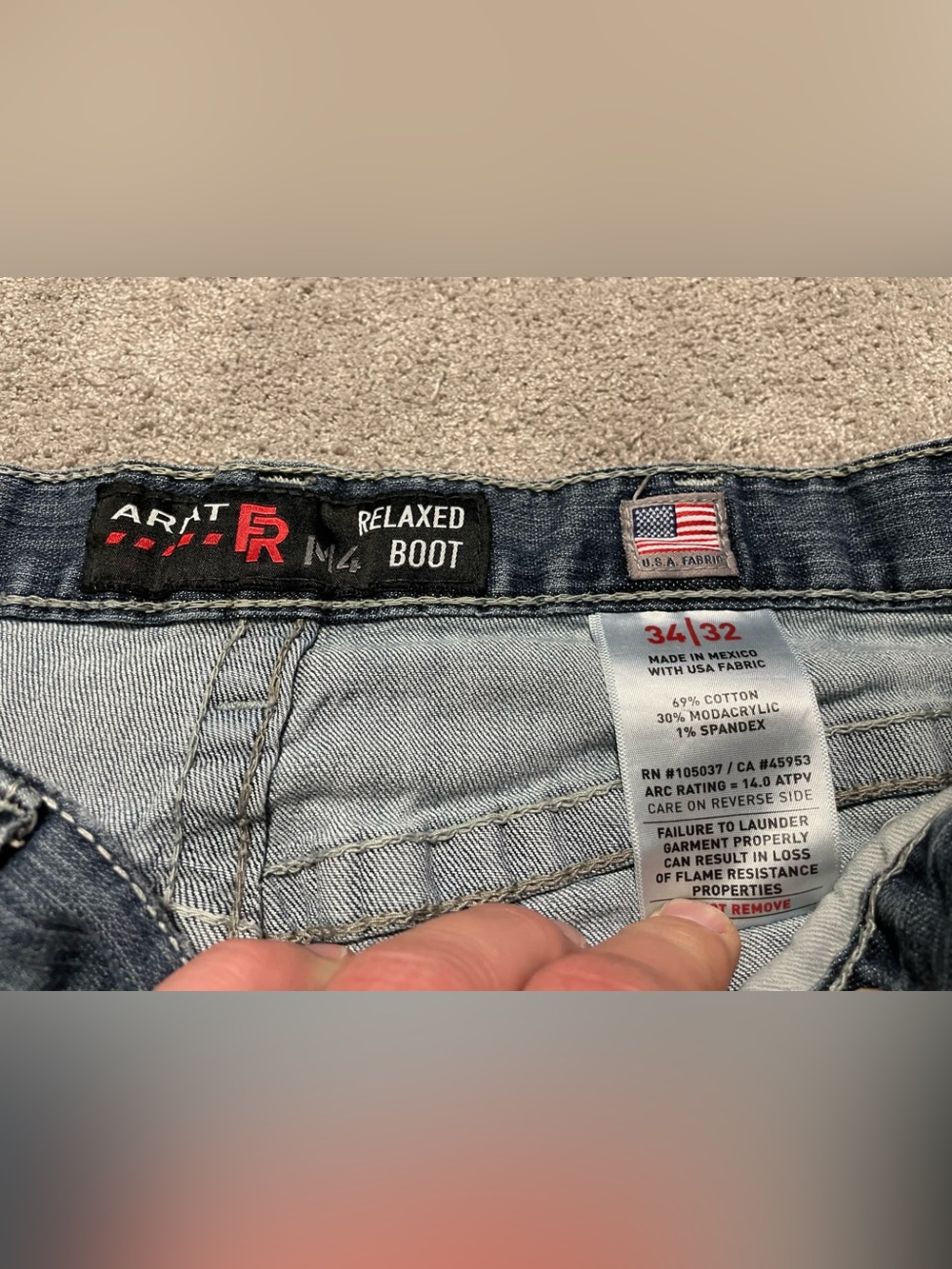 Ariat FR M4 Relaxed Boot Cut Jeans Mens 34x32 CAT 2 Resistant Stretch Work - Picture 6 of 16
